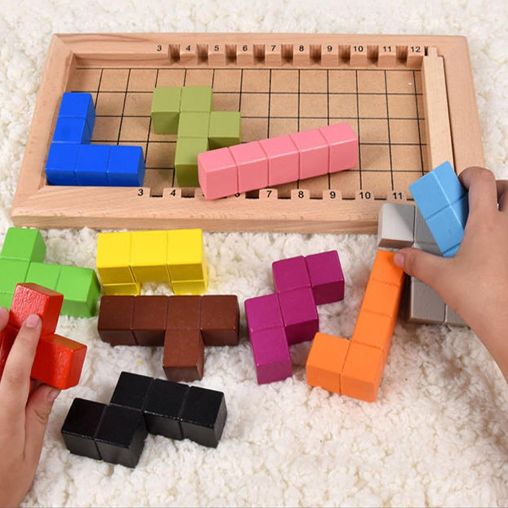 Refoiner Educational Wooden Puzzle Game, Brain Training Toy, Jenga, Endless Puzzle, Numerous Combinations, Educational, Shape Matching, for