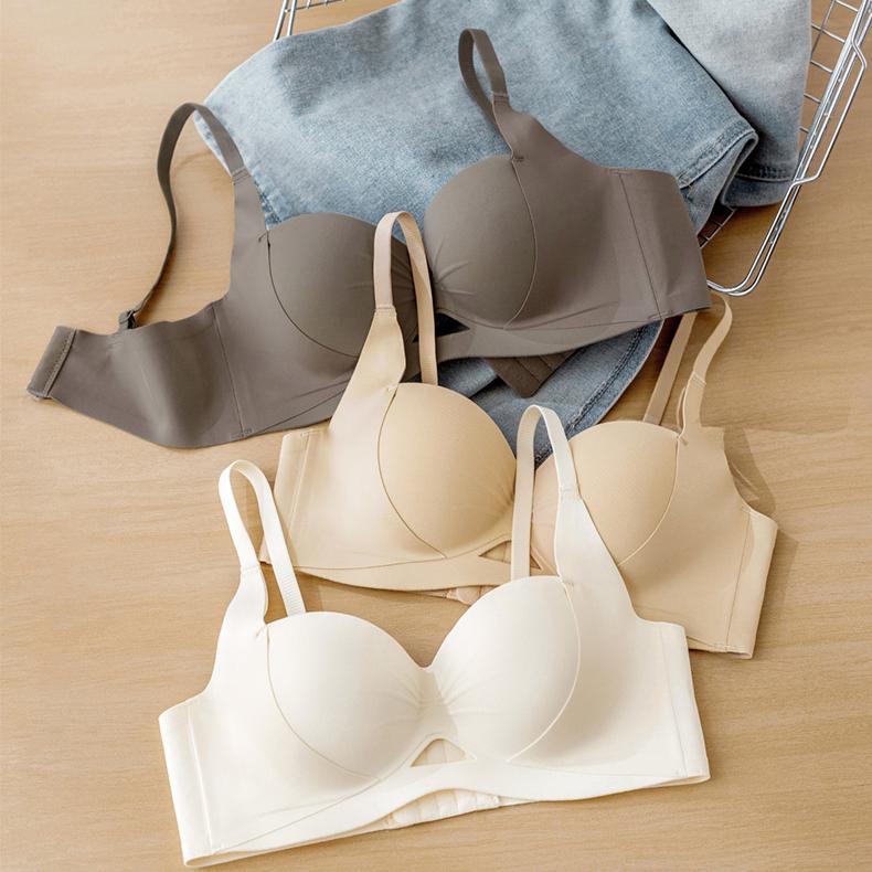 Цельный бюстгальтер для женщин Бесшовное нижнее белье Простой и дышащий бюстгальтер Пуш-ап