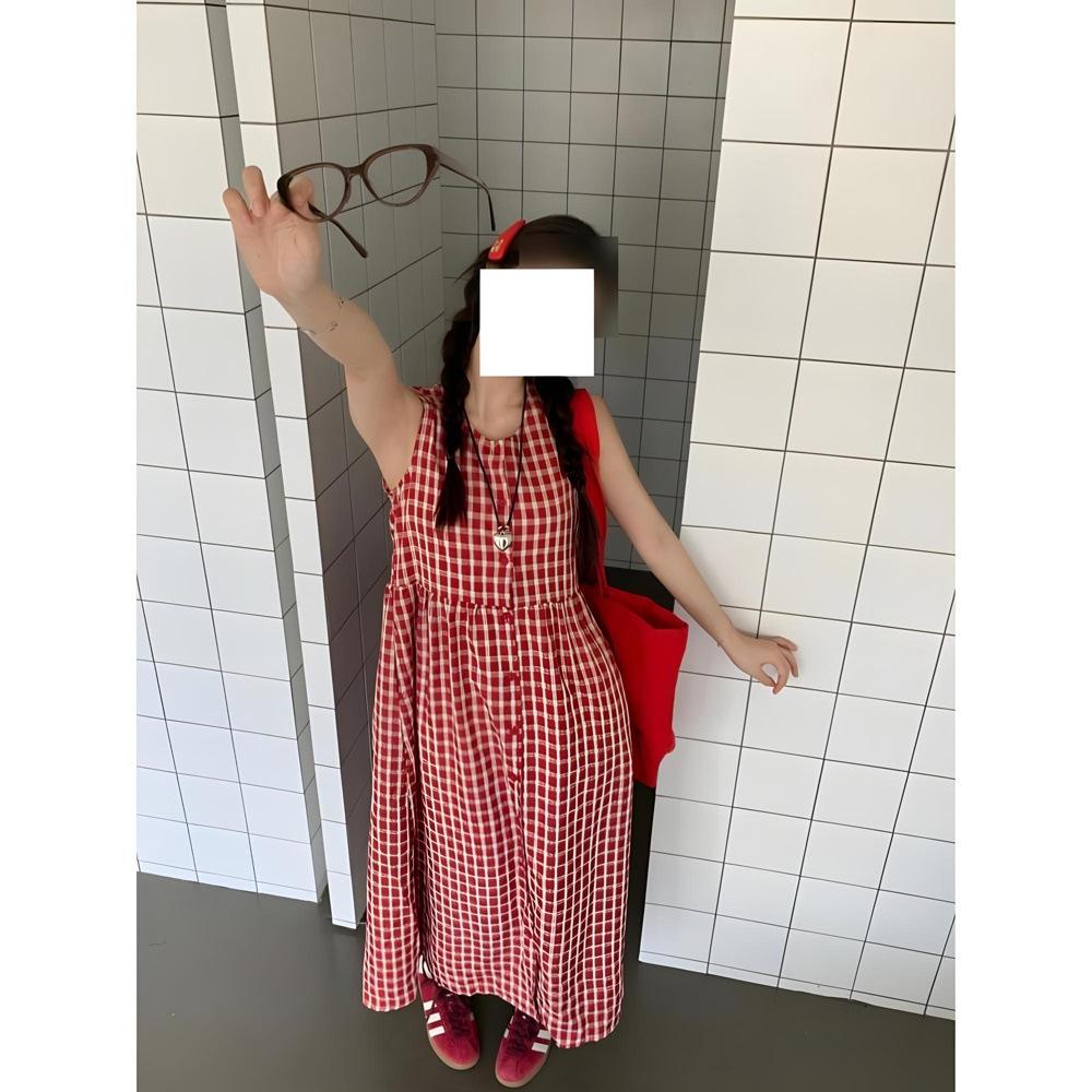 Клетчатое платье на подтяжках, повседневное женское маленькое платье-сарафан без рукавов, летнее новое платье для морского отдыха