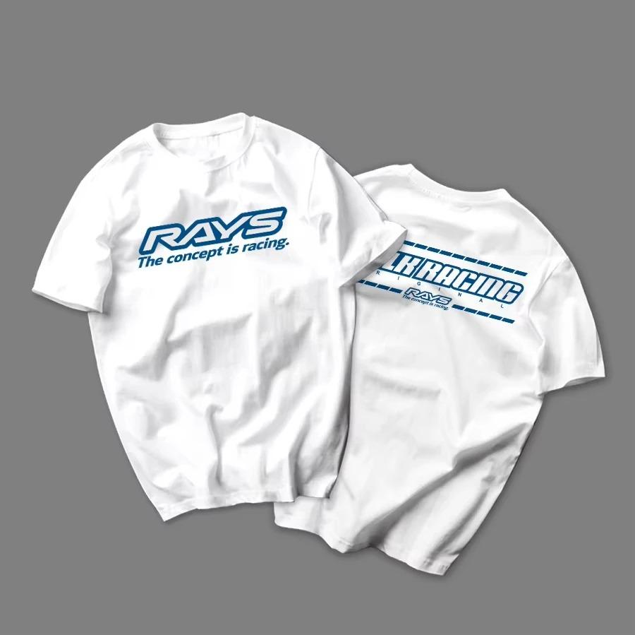 SR 2026 Футболка RAYS Унисекс JDM Колесо 240 г/м² 3D Печать Короткий рукав Парная Уличная одежда Свободный крой Быстросохнущая Футболка