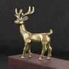 Brass Elk Ornament Vintage Style Fine-textured Realistic Elk Statue Desk Decoration Fade-resistant Ornament