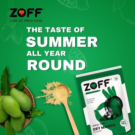 Порошок Zoff Amchur | Сушеный манго порошок | Премиальный пакет с застежкой-молнией | Вес нетто 100 г