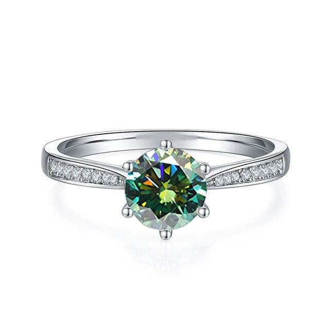 Кольцо с муассанитом для женщин, фиолетовое, розовое, красное, зеленое, желтое, с лабораторным бриллиантом, стерлинговое серебро 925 пробы, обручальные кольца, ювелирные изделия