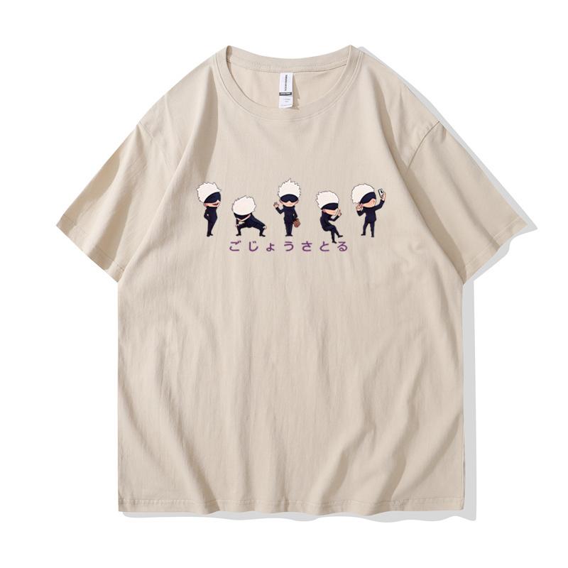 Аниме Lil Gojo принтыМужская хлопковая футболка Одежда Персонализация Уличный хип-хоп футболки свободного покроя женские с коротким рукавом1334