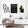 Luxury Fashion Coco Quotes Poster Print Gold Flower Perfume Wall Art Canvas Painting Modern Trendy Picture for Living Room Decor No Frame