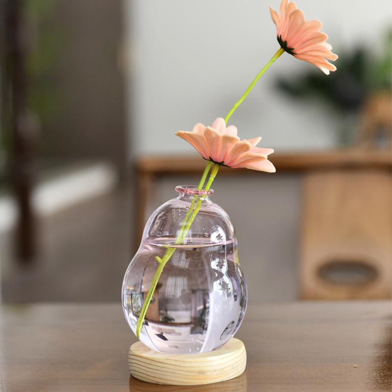 Creative New Bubble Vase Hydroponic Glass Vase Transparent Pink Flower Arrangement Table Decoration Aromatherapy Bottle Ornament