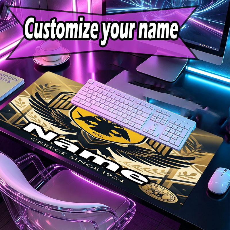 Custom Name Personalized AEK Athens FC Pattern Mousepad, Laptop PC Desk Mat, Decorative Desk Mat for Home Keyboard Pad Gift