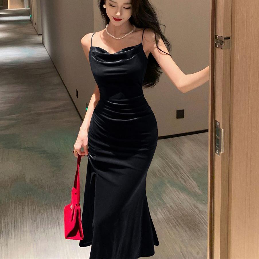 Винтажное сексуальное клубное красное платье для выпускного вечера для женщин, бархатное платье с разрезом на бретельках, пляжное облегающее платье миди, элегантное вечерние