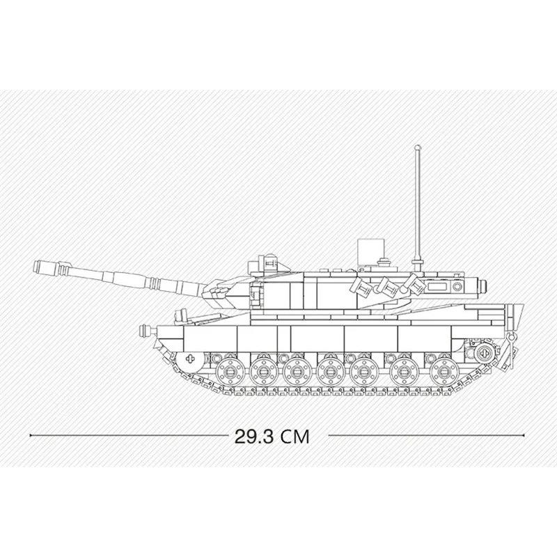 Sluban 766 деталей Модель основного боевого танка Leopard 2A5 Строительные блоки Масштаб 1/35 Танк Второй мировой войны Набор солдат Армии Игрушки для самостоятельной сборки Для детей Подарки