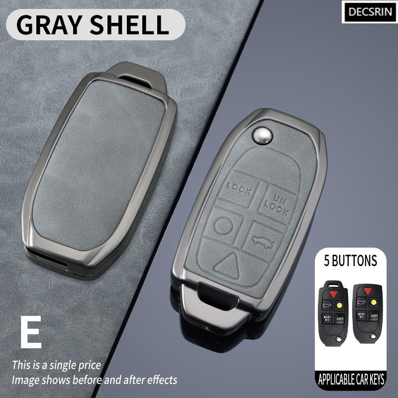 Zinc Alloy + Leather Car Key Case Cover Holder Shell Fob For VOLVO S60 S80 V70 XC70 XC90 Car Remote Interior Accessories