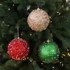 4 Pcs Christmas Ball Ornaments Glitter Sequin Shatterproof Foam Balls Decoration with Faux Pearl