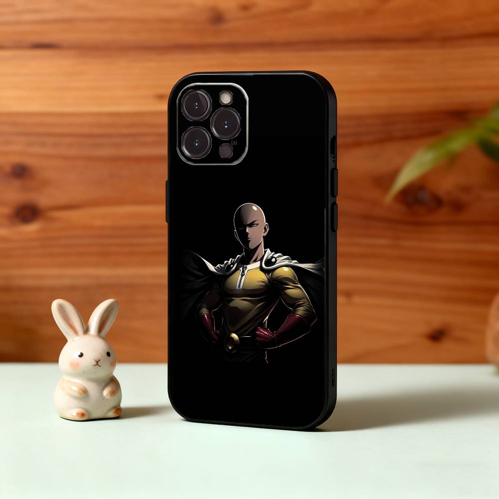 Чехол для телефона One-Punch Man S-Сайтама M-Человек Для iPhone 17 16 15 14 13 12 11 Pro Max Plus, 5G Мягкий Черный Чехол