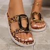 Fashion 2024 Leopard Slippers Flats Shoes Fashion New Sandals Outdoor Dress Shoes Summer Cozy New Women Slides