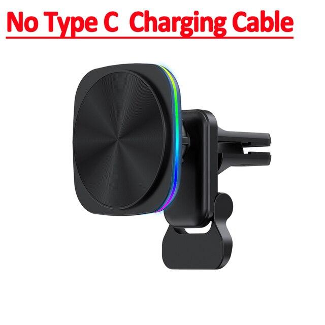 RGB Magnetic Car Phone Holder Stand 30W Wireless Charger Car Mount For iPhone 14 13 12 Pro Max Car Fast Charging Station Macsafe