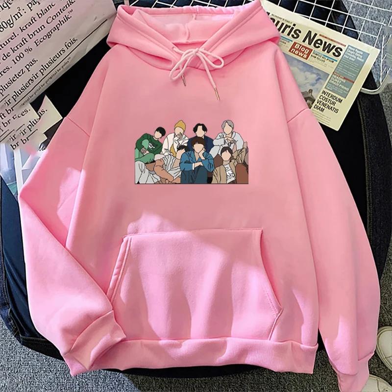 Осенне-зимняя толстовка с капюшоном женская унисекс та же толстовка Bts граффити принтованная толстовка с капюшоном модная толстовка с капюшоном