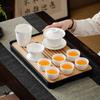 Suet jade happy event tea set/Dehua porcelain tea set/cover bowl set company gift box business