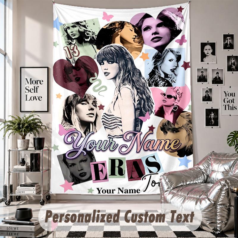 Wall Hanging Tapestry With Custom Name & Text, Taylor Swift Decorative Tapestry For Bedroom
