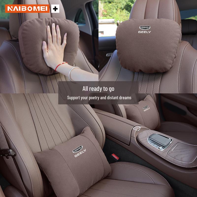 Серый подголовник Geely с поддержкой шеи и поясницы для моделей Xingyue, Binyue, Emgrand, Borui, Geometry и ICON.