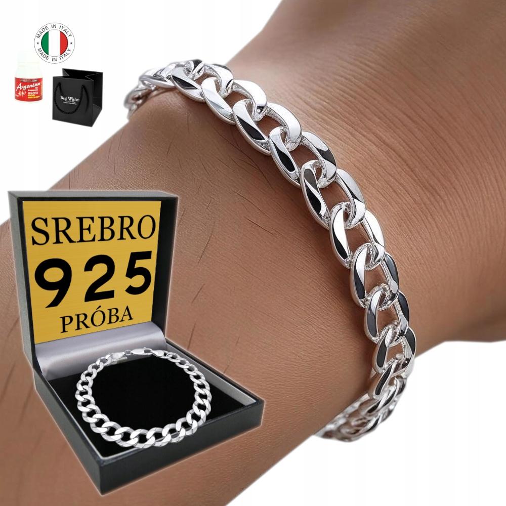 SILVER Men' Bracelet SILVER 925 Thick 13mm Diamond Plated