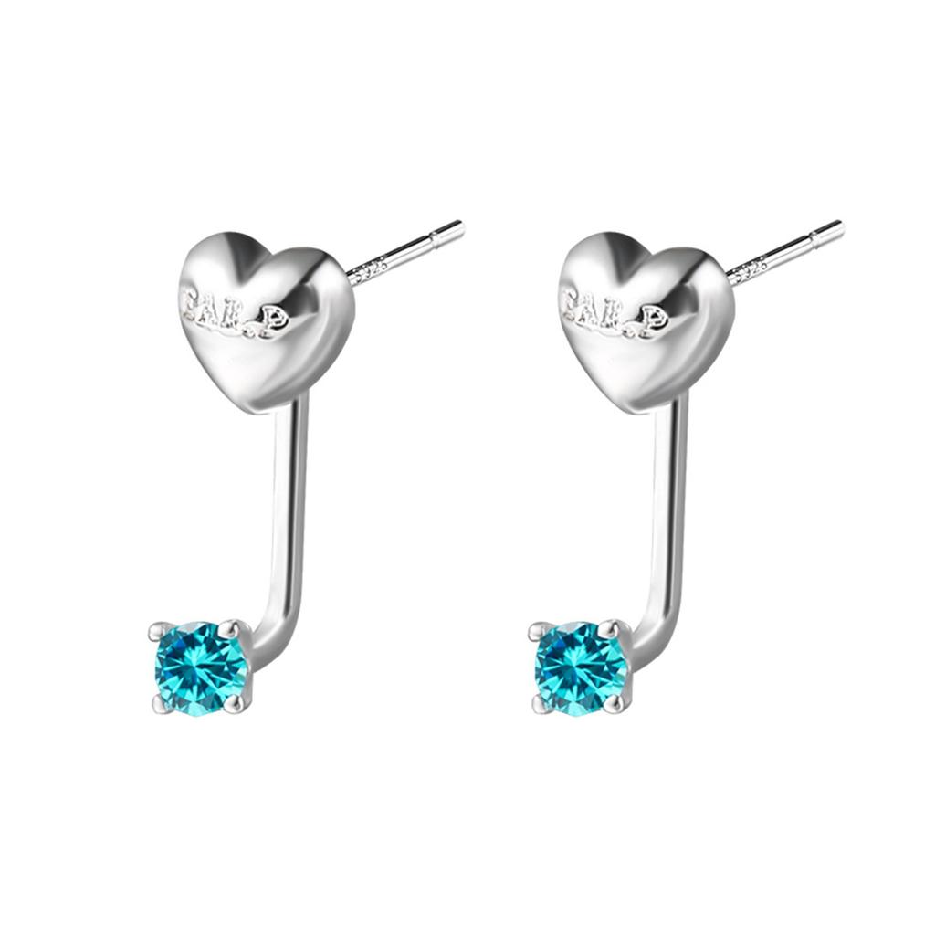 Light Luxury Exquisite Love Rear Hanging Stud Earrings Women's Niche Design High Sense Silver Needle Zircon Earrings New Fashion