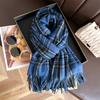 2024 Autumn And Winter New Fashion Versatile Tassel Imitation Cashmere Plaid Warm Shawl Scarf For Both Men And Women
