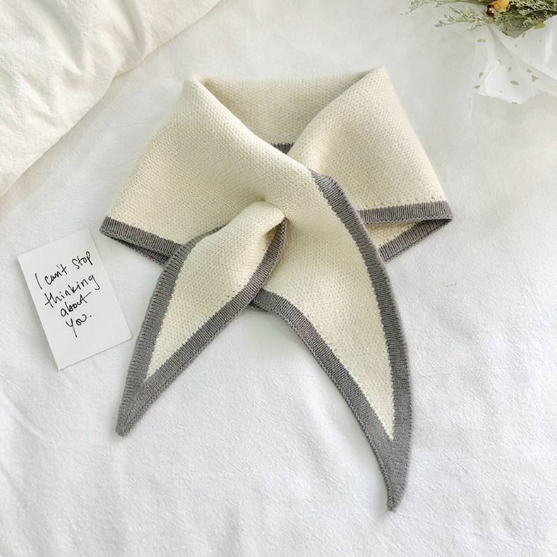 Зимний вязаный эластичный бант с крестом, теплый шарф, темпераментный сладкий шарф