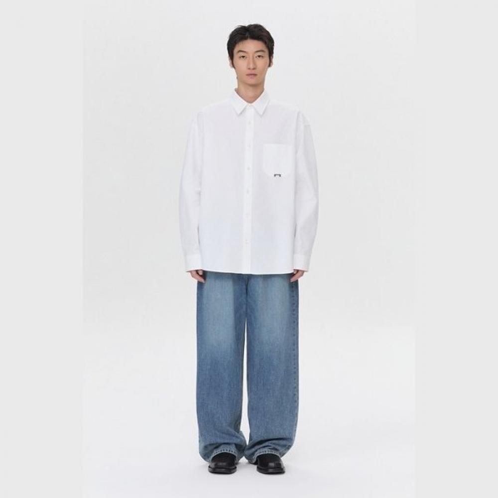Customellow Oversized Fit Solid Shirt White C9sam26204whx
