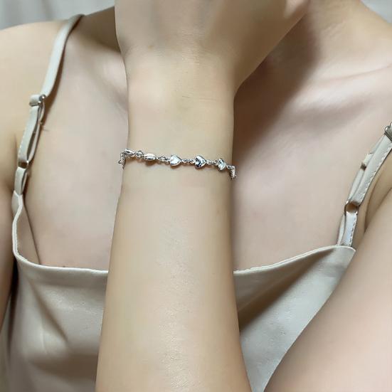 Женский браслет, регулируемый, милый, романтичный, яркий, блестящий, универсальное украшение, подарок на день рождения, полное сердце любви