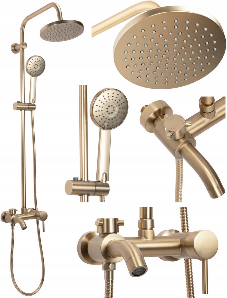 Luis Brush Rea Brushed Gold Surface-Mounted Shower Set