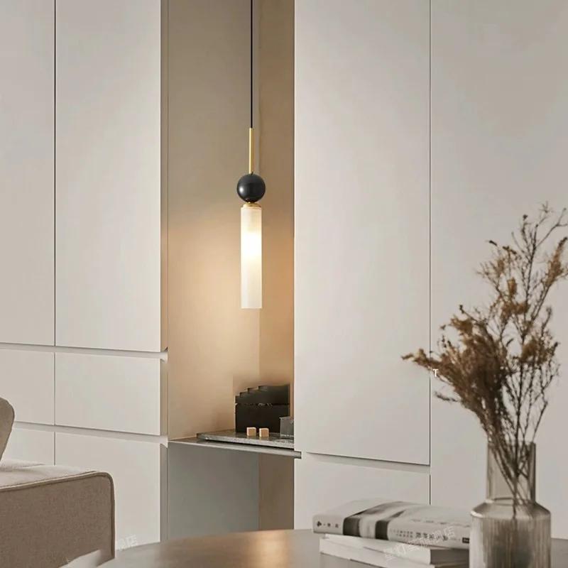 Nordic Light Luxury Natural Marble Chandelier Регулируемая G9 All Copper Dining Room LED Chandelier Прикроватная потолочная подвесная лампа