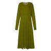 Women's  And Winter Casual Fashion V-neck Long Sleeve Solid Color Long Dress