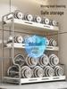 40cm Black Aluminum Countertop Spice Rack with Hooks