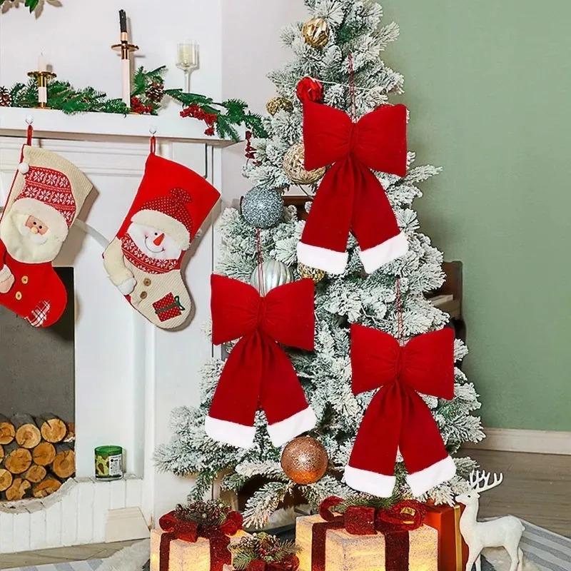 1/5pcs Christmas Velvet Bows Pendant New Year Party Wedding DIY Hanging Bows Gifts Packaging Bows Home Multi-scene Decorations