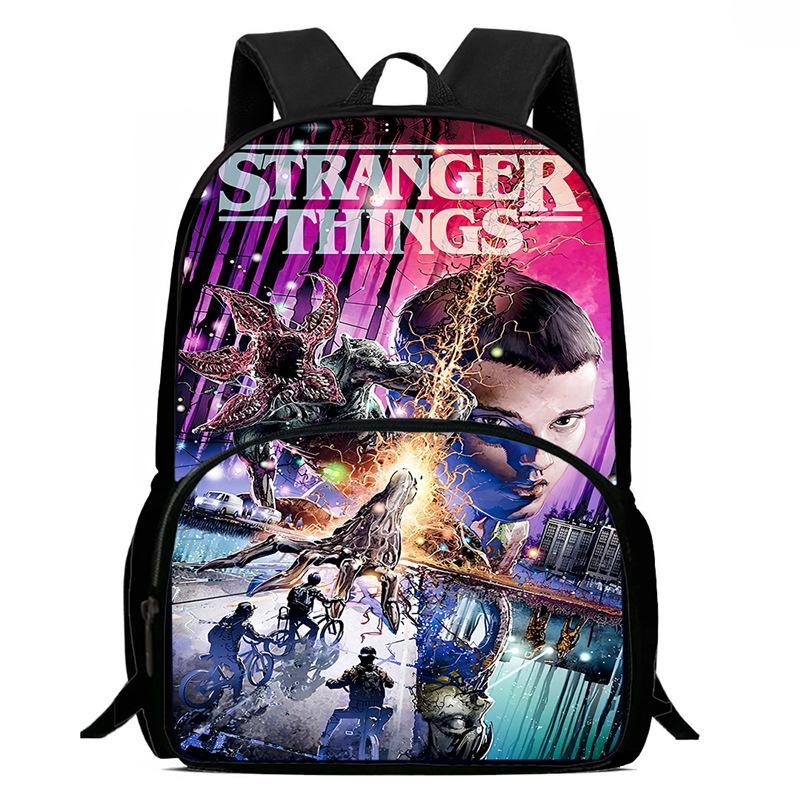 Stranger Things Printed Backpack Stranger Things5 Student School Bag Cartoon Lightweight Front Bag Backpack