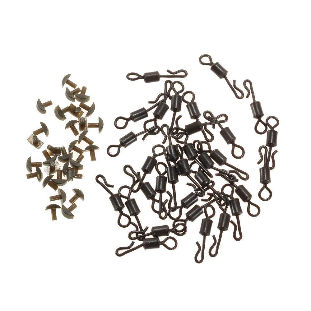120pcs 30Set Fishing Set Safety  Clips Tail Rubber Tubes with Pins  Swivels Carp Fishing Terminal Tackle Tool