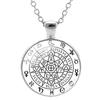 Triple Moon Goddess Wicca Round Glass Pendant Long Link Chains Necklaces Vintage Pattern Art Jewelry For Women Men