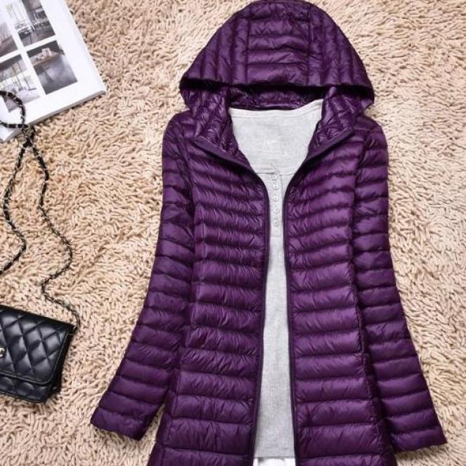 Осенне-зимнее модное длинное пуховое пальто больших размеров для мамы, куртка с капюшоном, однотонная одежда ярких цветов