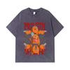 275 GSM Washed T-shirts 100% Cotton Chainsaw Man V8 Pochita Print Unisex Heavy Cotton T Shirt