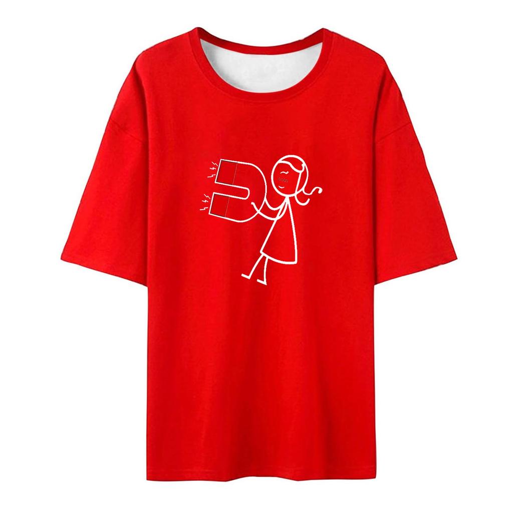 Женские топы с короткими рукавами и круглым вырезом с принтом, парные футболки для него и нее, одинаковые парные рубашки