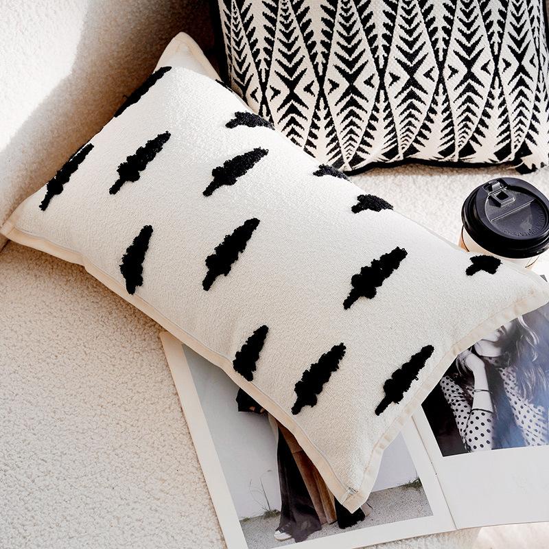 Neutral Black & White Home Vibes: Cozy Tufted Pillow Collection with Abstract, Checkerboard & Fun Pumpkin Accents