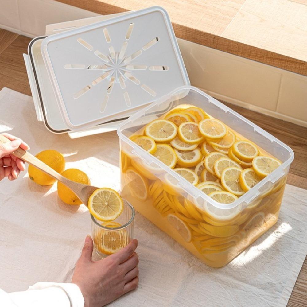 4/5L Pickle Jar with Press Plate Kitchen Organizer Bins  Travel Household Office