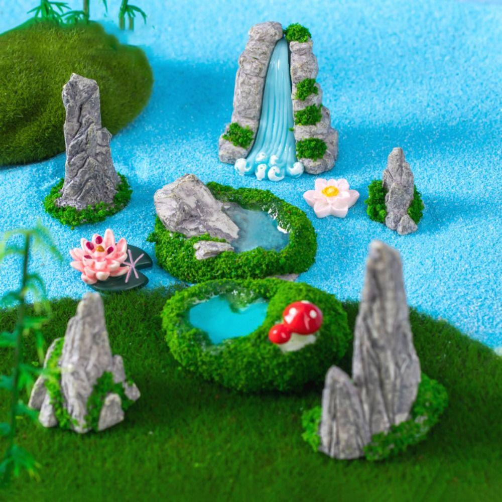 Resin Mini Mountain Statue Simulation Waterfall Rocks Imitation Fake Mountain Fish Tank