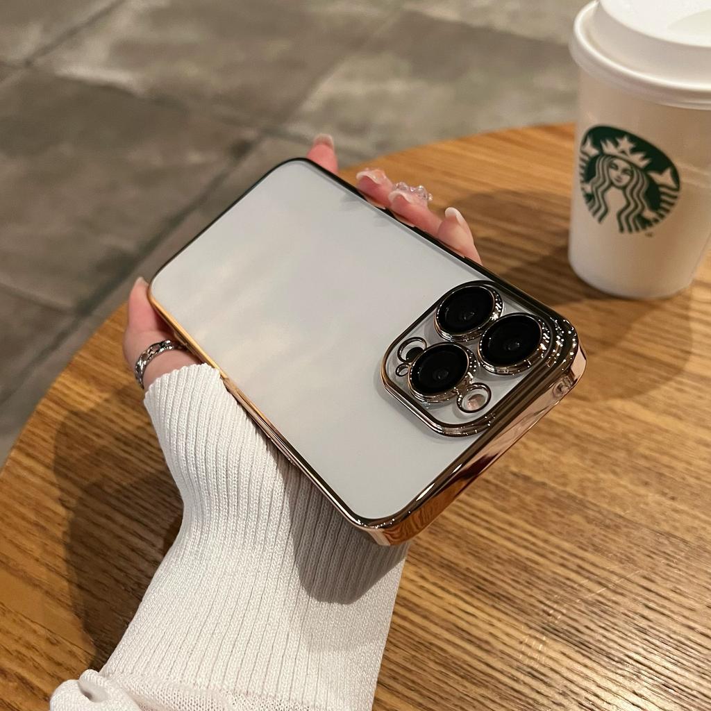 Подходит для чехлов Apple 16, Гальванизированный с плёнкой для линз, Прозрачный чехол для iPhone 15 Pro Max, Полная защита 13/14, Простой и лёгкий