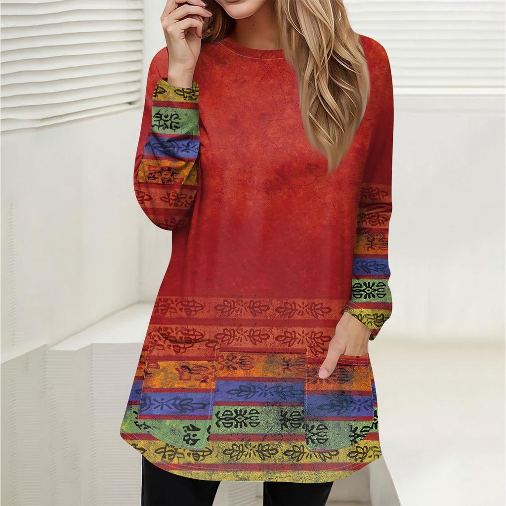 Женская толстовка, пуловер, спортивная одежда, карман, принт, повседневный топ с круглым вырезом и длинными рукавами