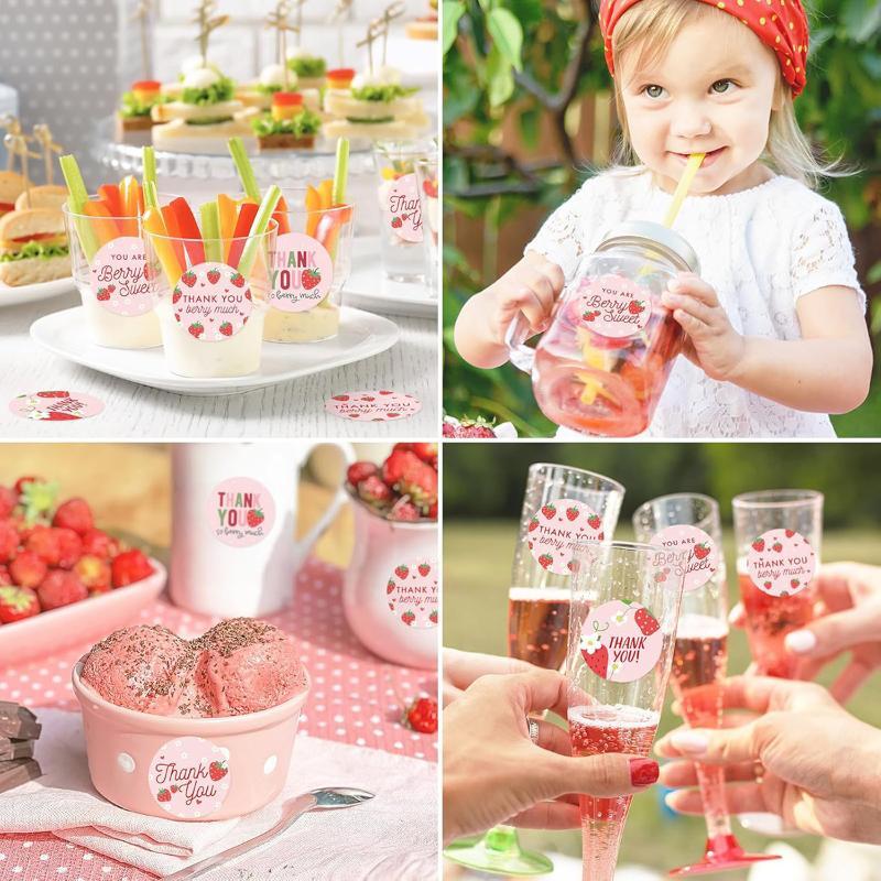 Cute Lemon Strawberry Stickers 500Pcs 2.5/3.8cm Waterproof Fruit Decals for Kids School Project Gift Box Decor