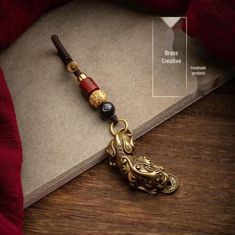 Custom Brass Bell Tortoise Shell Keychain Pendant - Retro High-End Car Lanyard