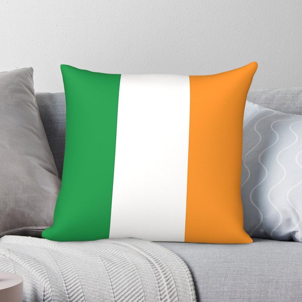 Flag Of Ireland Green White Orange Square Pillowcase Polyester Linen Velvet Creative Zip Decor Bed Cushion Cover