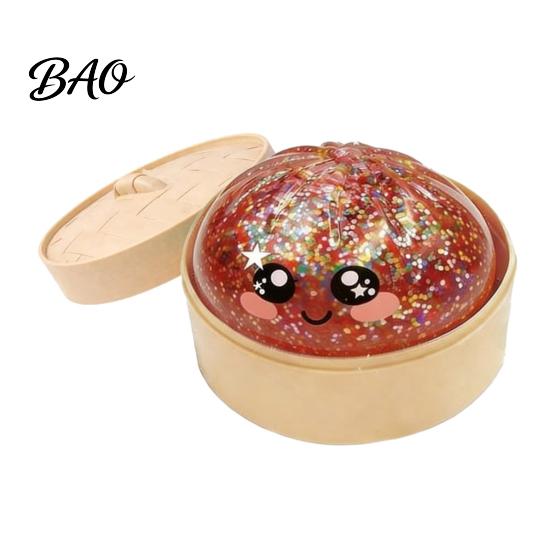 Glitter Squeeze Toy Steamed Bun Toy, Cute Dumpling Stress Relief Ball, Anxiety Slow Rising Decompression for Desk, Kawaii Fidget Gift Squeezable