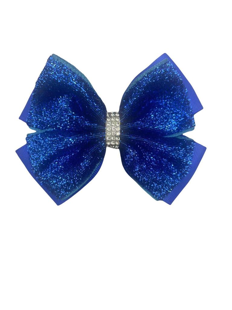 European Style Kids Sequin Bow Hair Clip with Rhinestones - Shiny Double Layer Accessory