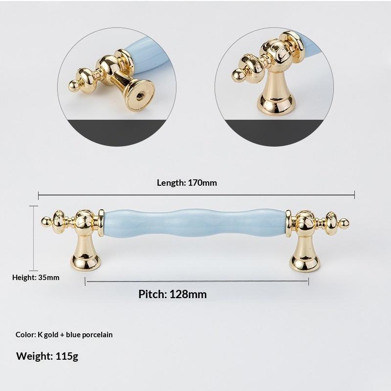 Modern Colored Ceramic Furniture Handle Golden Wardrobe Cabinet Handles Closet Door Knob Dressing Table And Drawer Pull Hardware